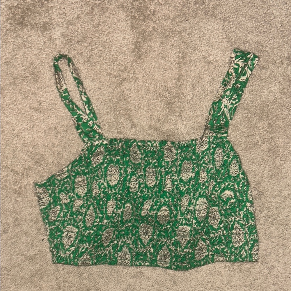 House of Harlow 1960 Green Asymmetrical Crop Tank Top